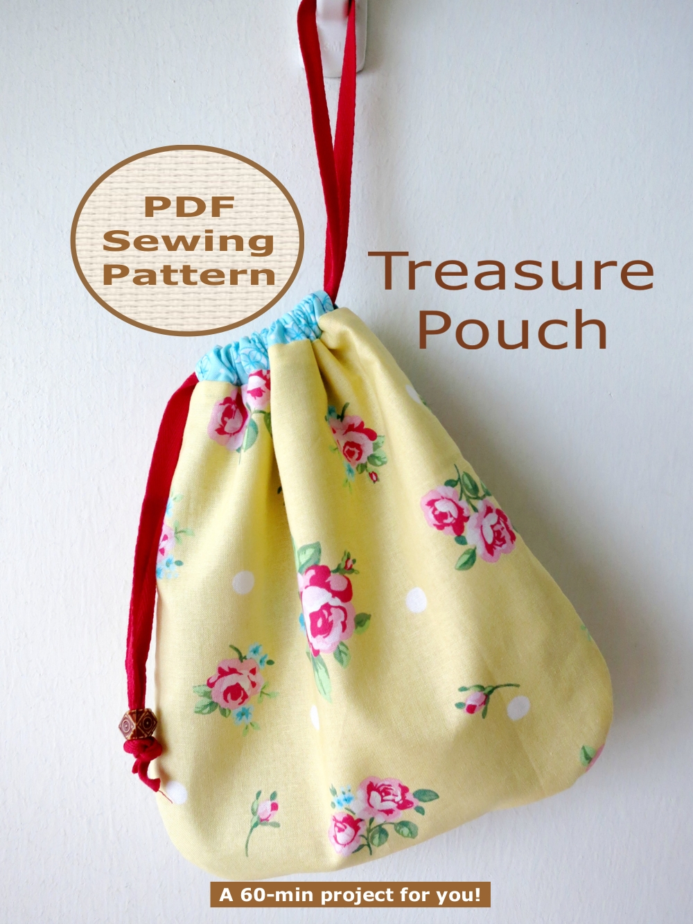 Beginner 60min Pdf Bag Sewing Pattern And Tutorial Treasure Pouch on